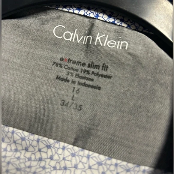 Calvin Klein Men's Blue/White Extreme Slim Fit Shirt, Size L, EUC - Picture 4 of 4
